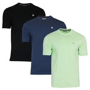 Donnay Donnay Heren - 3-Pack - T-Shirt Vince - Zwart/Navy/Lemon Green