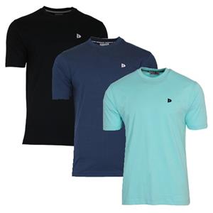 Donnay Donnay Heren - 3-Pack - T-Shirt Vince - Zwart/Navy/Aruba Blue