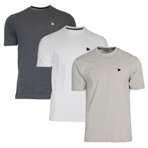 Donnay Donnay Heren - 3-Pack - T-Shirt Vince - Donkergrijs/Wit/Sand