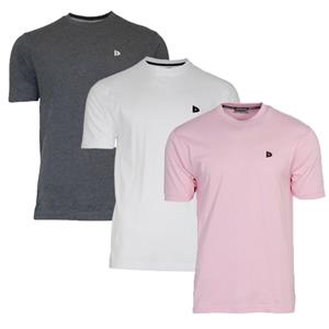 Donnay Donnay Heren - 3-Pack - T-Shirt Vince - Donkergrijs/Wit/Shadow Pink