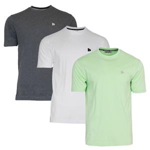 Donnay Donnay Heren - 3-Pack - T-Shirt Vince - Donkergrijs/Wit/Lemon Green