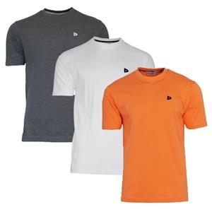 Donnay Donnay Heren - 3-Pack - T-Shirt Vince - Donkergrijs/Wit/Apricot