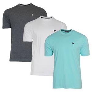 Donnay Donnay Heren - 3-Pack - T-Shirt Vince - Donkergrijs/Wit/Aruba Blue