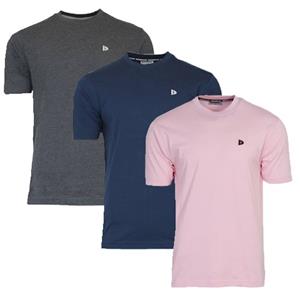 Donnay Donnay Heren - 3-Pack - T-Shirt Vince - Donkergrijs/Navy/Shadow Pink