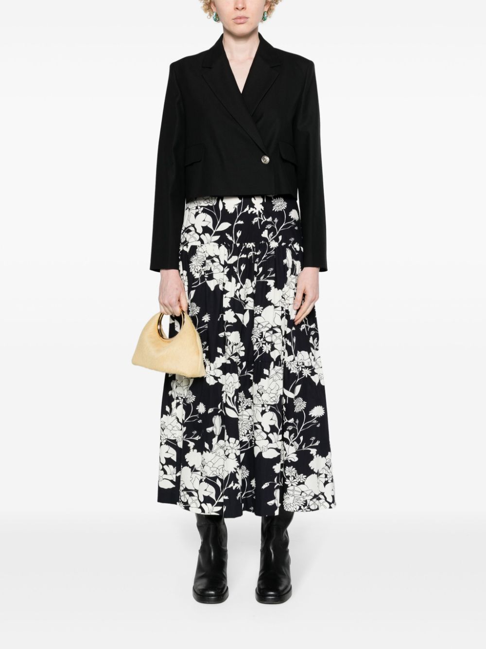 Maje floral-print tiered maxi skirt - Zwart