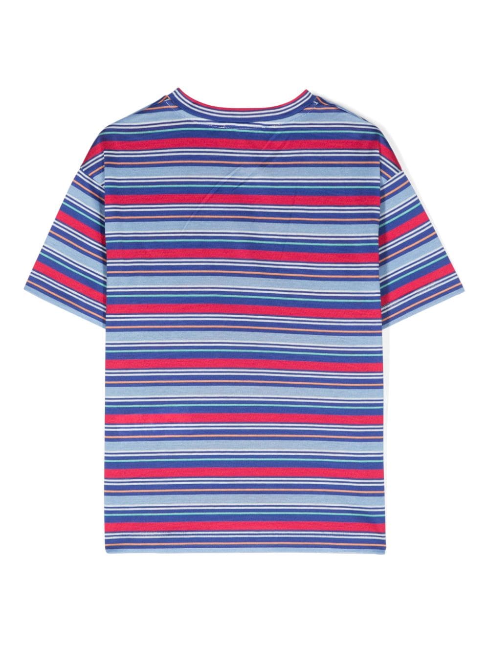 Missoni Kids logo-embroidered striped T-shirt - Blauw