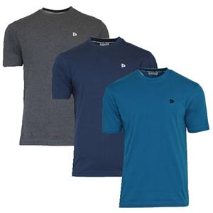 Donnay Donnay Heren - 3-Pack - T-Shirt Vince - Donkergrijs/Navy/Petrol Blue