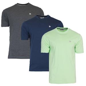 Donnay Donnay Heren - 3-Pack - T-Shirt Vince - Donkergrijs/Navy/Lemon Green