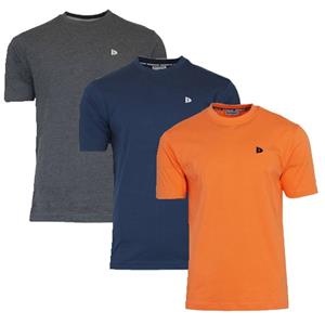 Donnay Donnay Heren - 3-Pack - T-Shirt Vince - Donkergrijs/Navy/Apricot