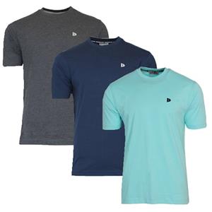 Donnay Donnay Heren - 3-Pack - T-Shirt Vince - Donkergrijs/Navy/Aruba Blue