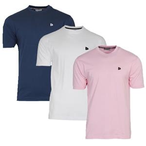 Donnay Donnay Heren - 3-Pack - T-Shirt Vince - Navy/Wit/Shadow Pink