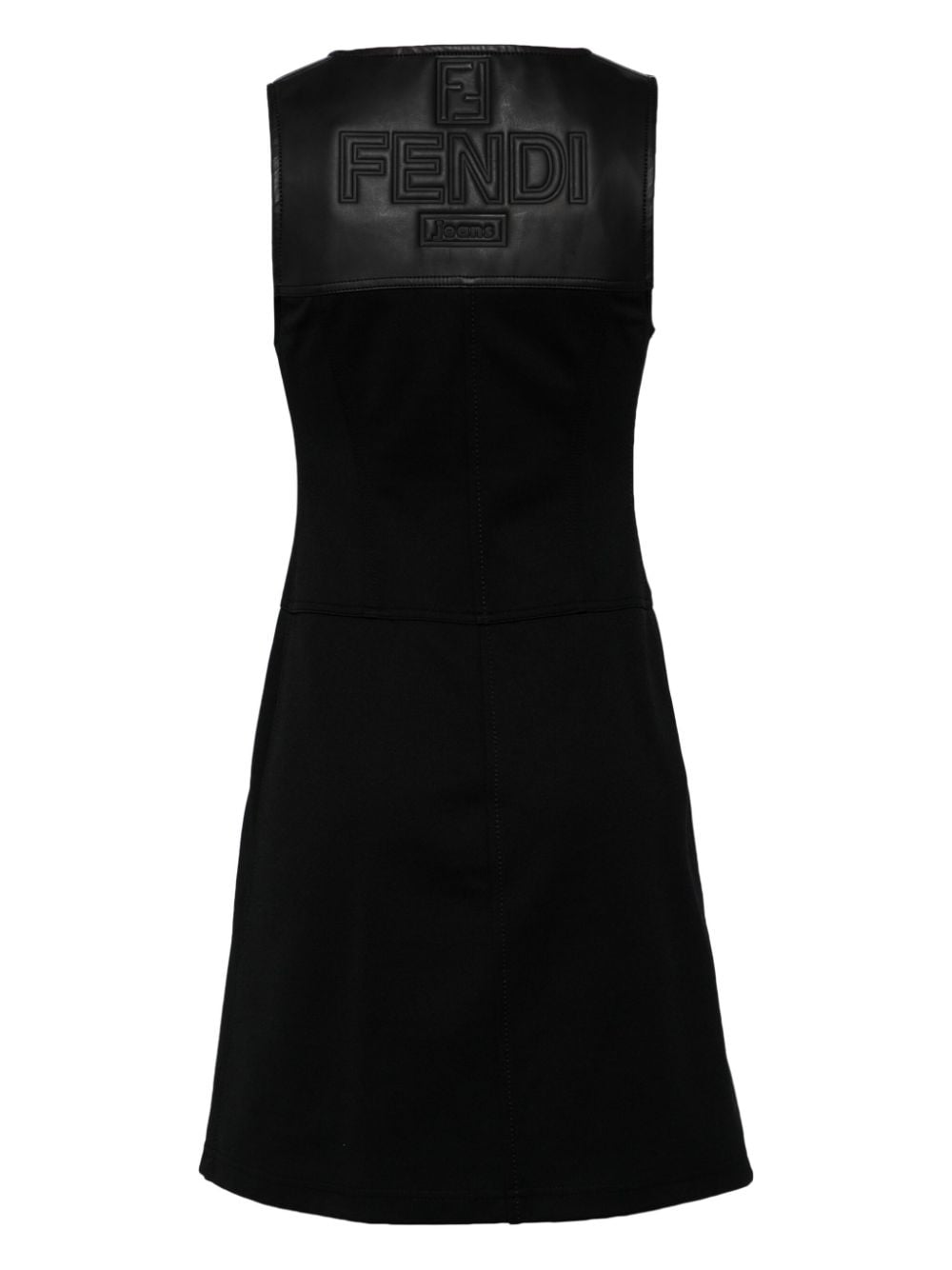 Fendi Pre-Owned logo-embossed sleeveless A-line dress - Zwart
