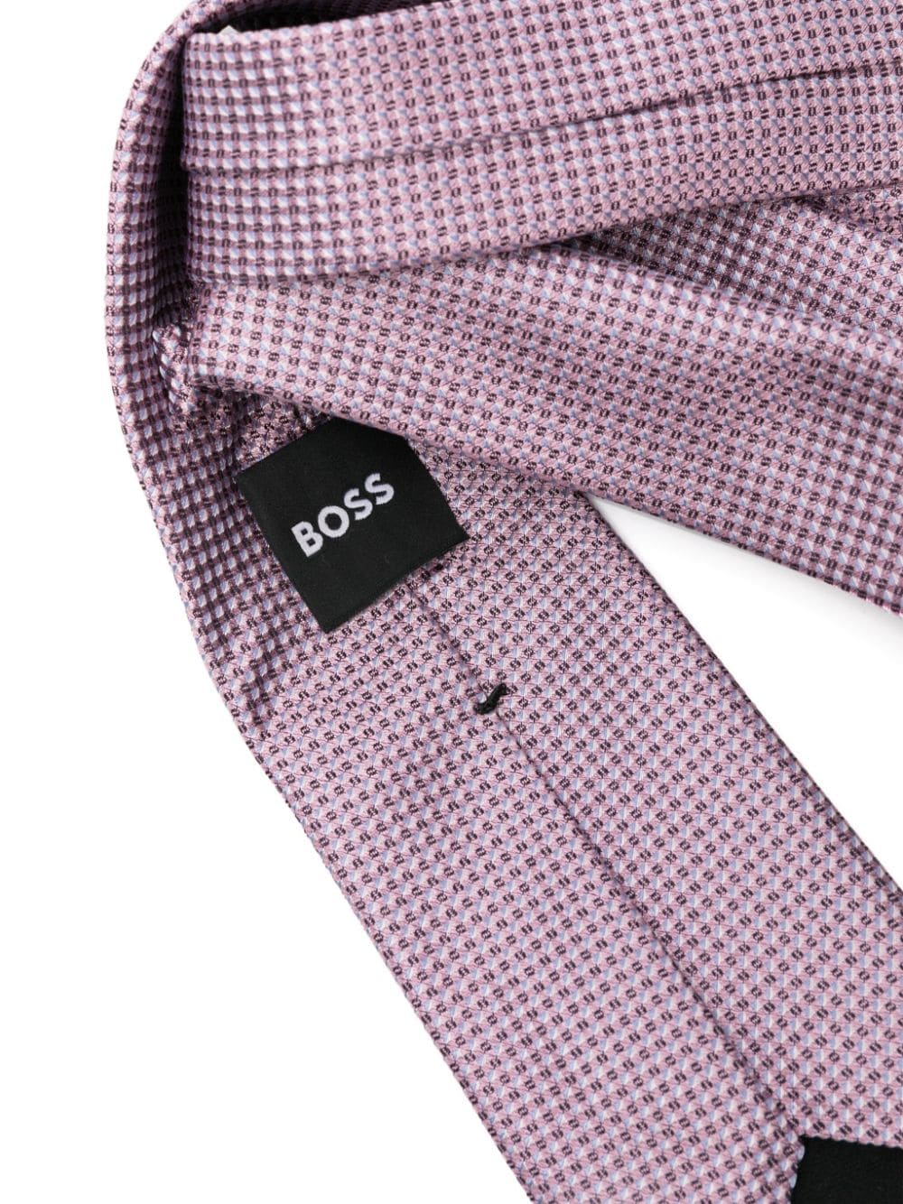 BOSS check-pattern silk tie - Roze