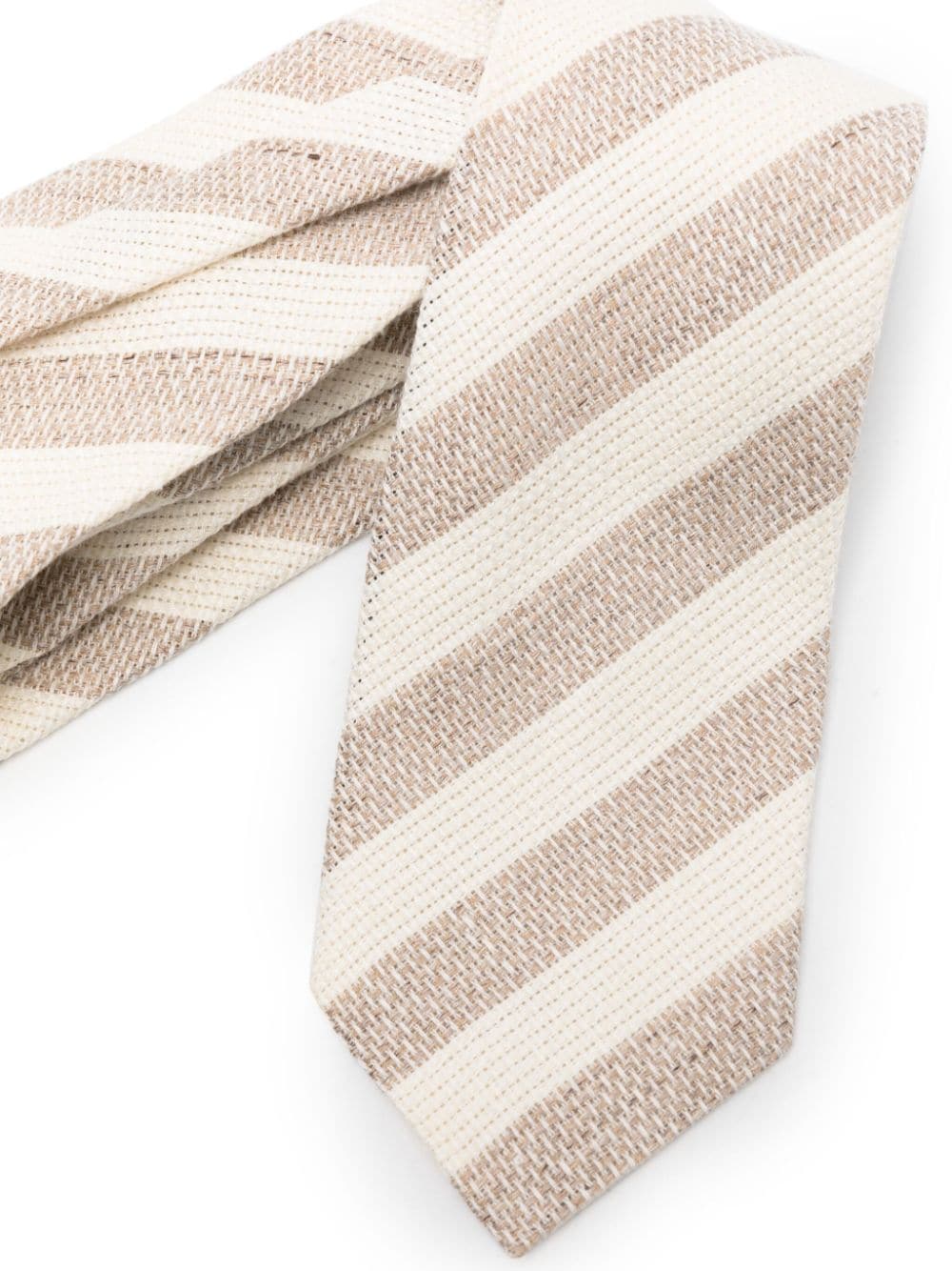 BOSS striped slub-texture tie - Beige