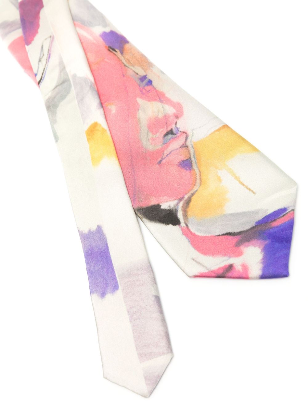 KidSuper Painted print silk tie - Beige