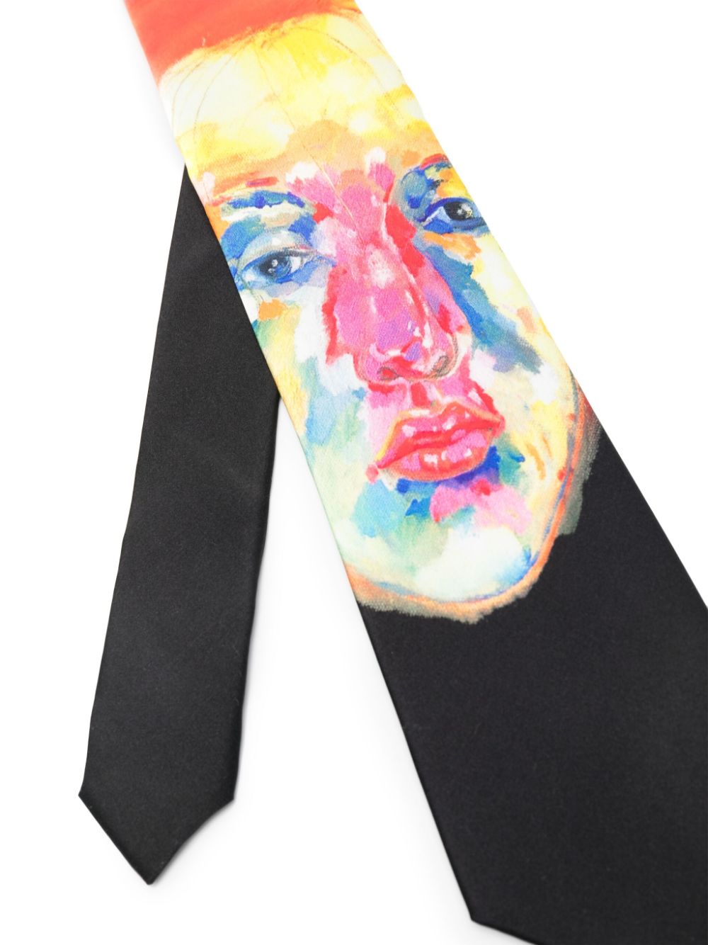 KidSuper Face print silk tie - Zwart