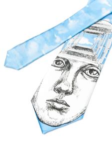 KidSuper Illusion print silk tie - Blauw