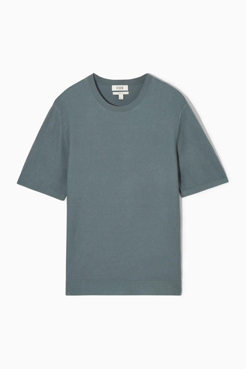 COS Gestricktes Piqué-T-Shirt Aus Maulbeerseide