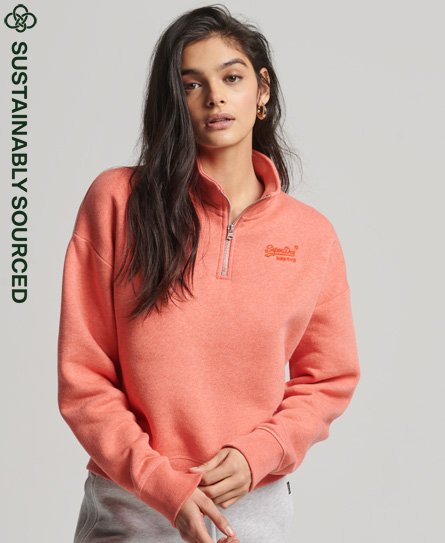 Superdry Female Kraagloos Sweatshirt van Biologisch Katoen met Vintage Logo Oranje