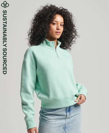 Superdry Female Kraagloos Sweatshirt van Biologisch Katoen met Vintage Logo Groen