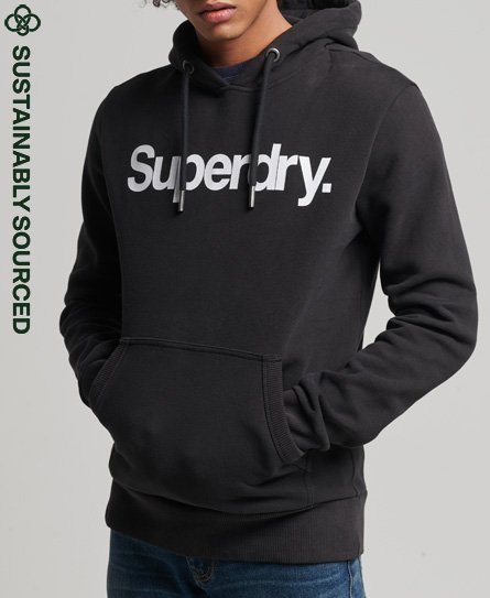 Superdry Male Core Logo Graphic Hoodie van Biologisch Katoen Zwart