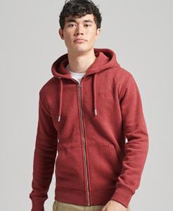 Superdry Male Vintage Logo Hoodie met Borduursel en Rits Rood