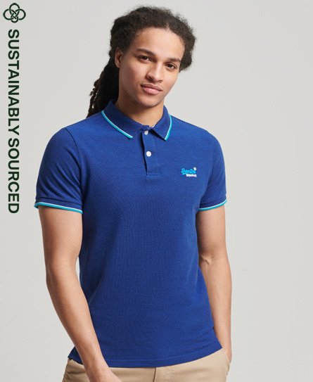 Superdry Male Slimfit Poloshirt met Contrasterende Puntkraag Blauw