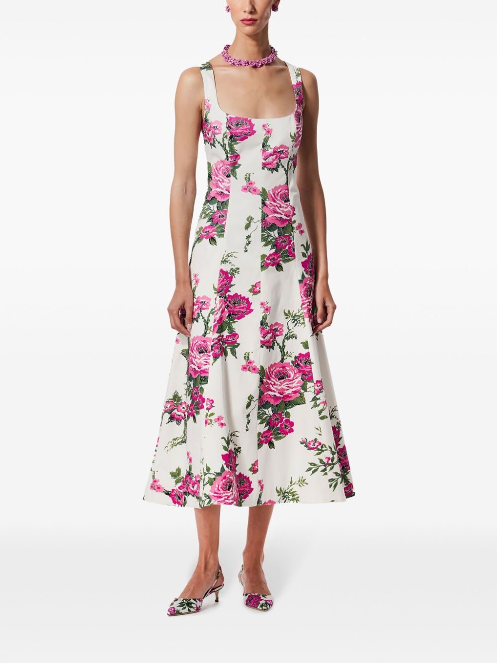 Carolina Herrera Midi-jurk met bloemenprint - Wit