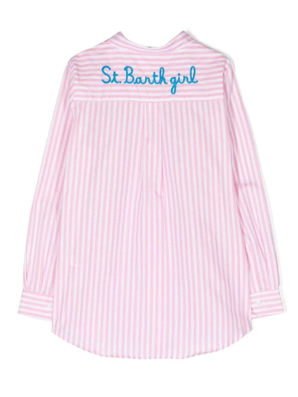 MC2 Saint Barth Kids logo-embroidered striped shirt - Roze