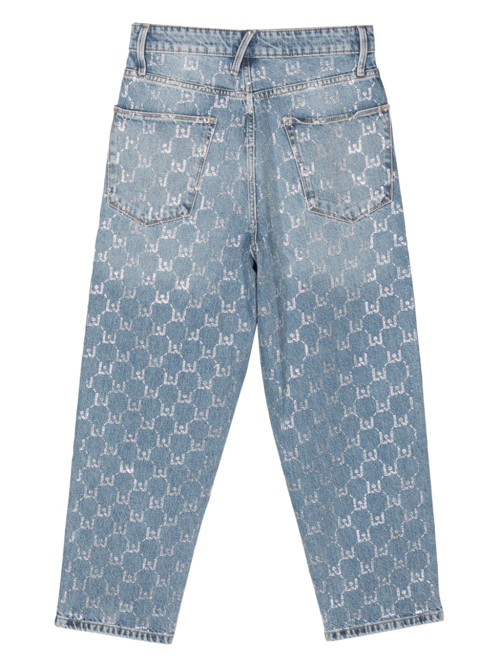 LIU JO crystal-embellished cropped jeans - Blauw