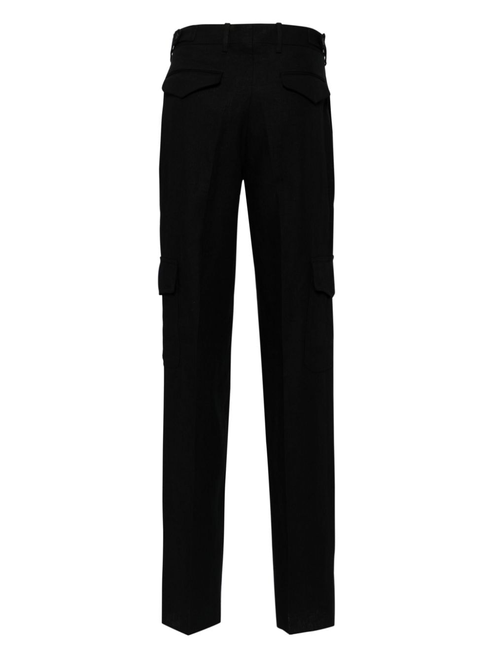 Lardini straight-leg flax cargo pants - Zwart