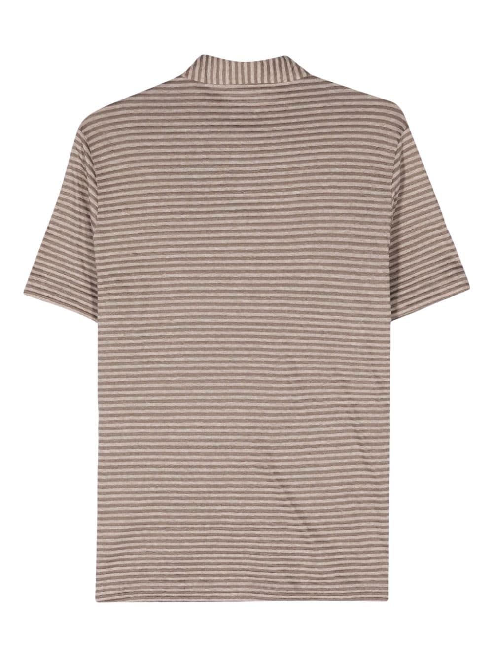 Zanone striped linen-blend polo shirt - Bruin