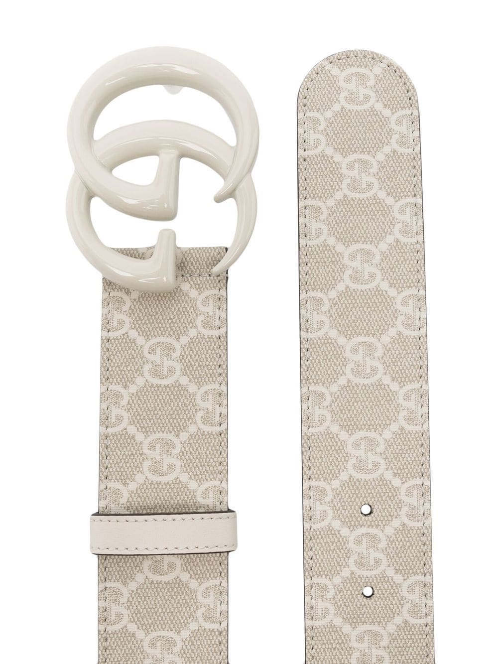 Gucci monogram-pattern leather belt - Wit