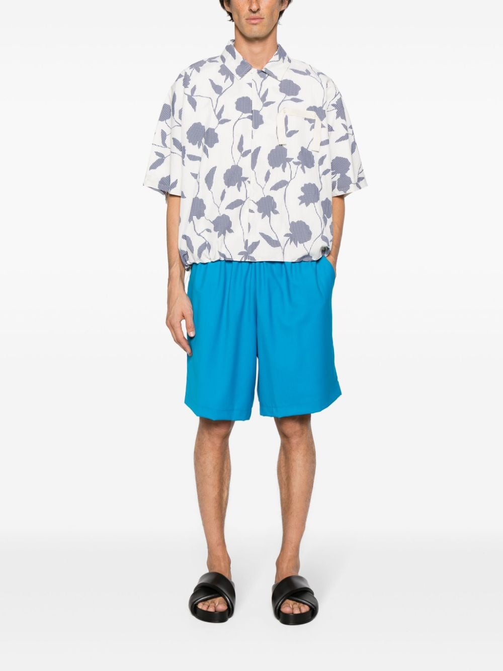 Bonsai Shorts met elastische taille - Blauw