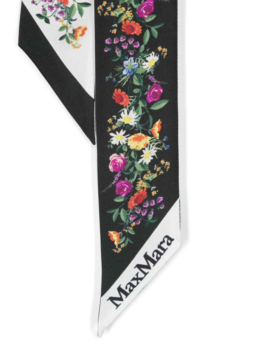 Max Mara Sjaal met bloemenprint - Zwart