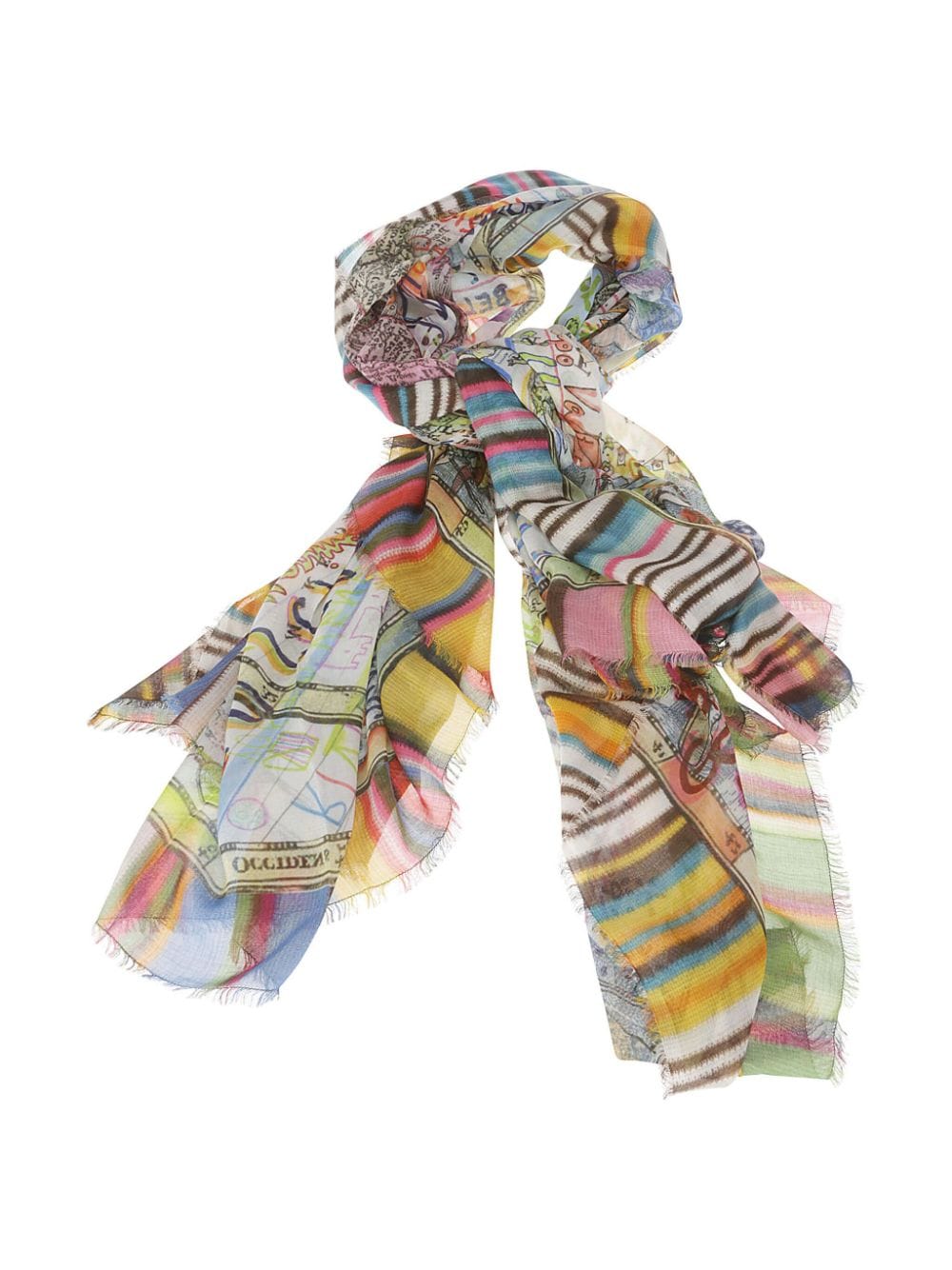 Faliero Sarti striped frayed scarf - Geel