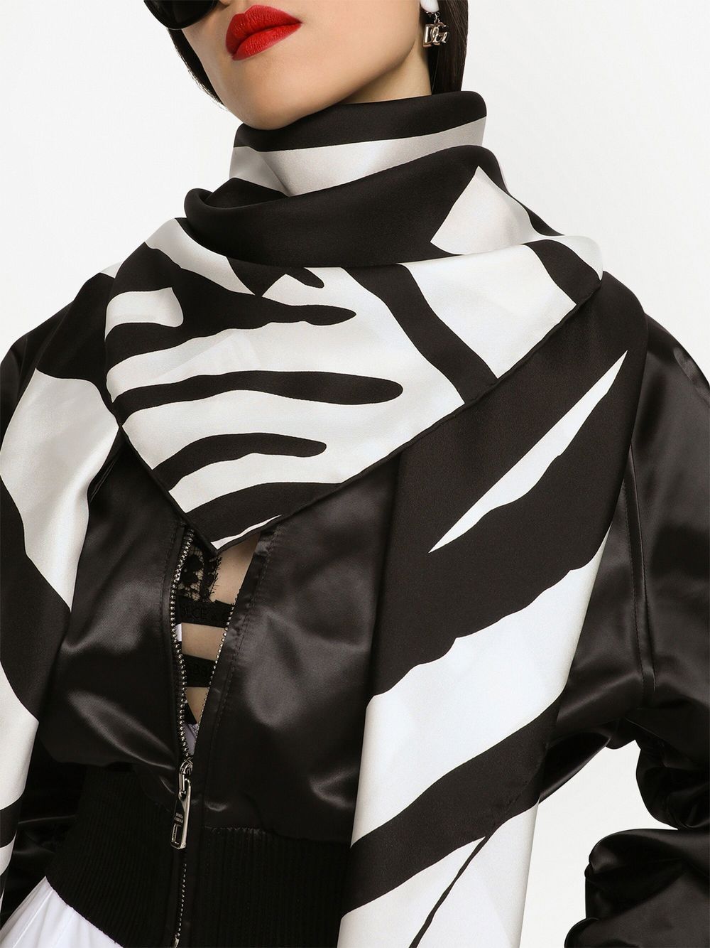 Dolce & Gabbana Twill sjaal met zebraprint - Zwart