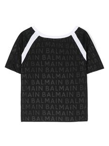 Balmain Kids logo-print colourblock T-shirt - Zwart