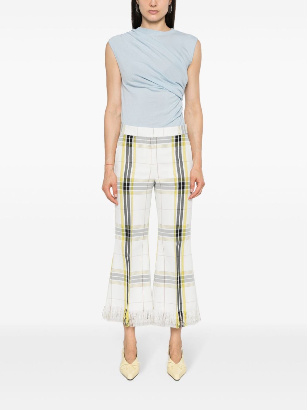 MSGM plaid cropped flared trousers - Wit