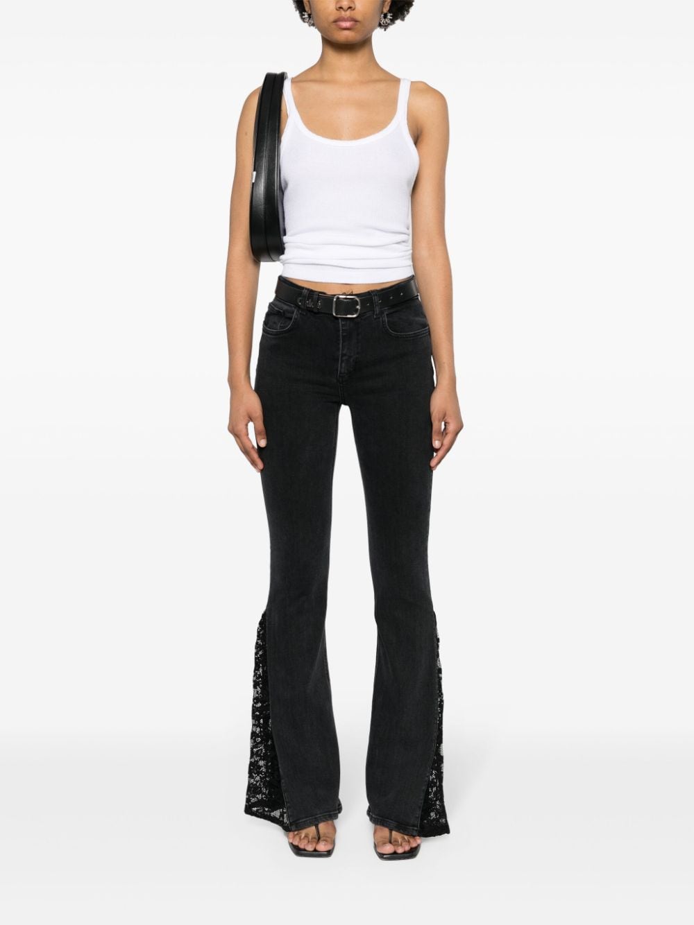 LIU JO lace-panels flared jeans - Zwart