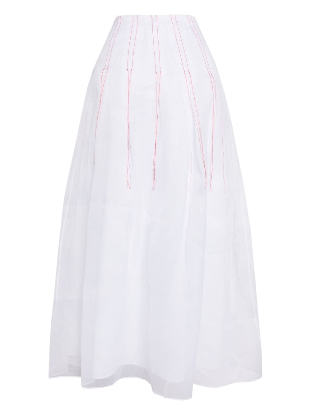contrast thread-detail cotton midi skirt - Wit