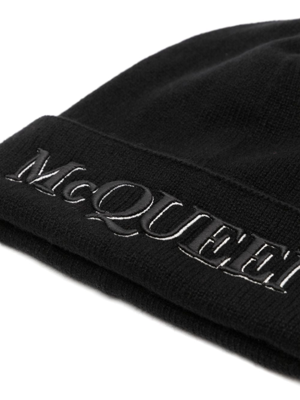 Alexander McQueen logo-embroidered cashmere beanie - Zwart