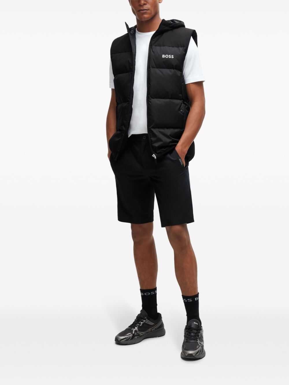 BOSS Chino shorts met logo-applicatie - Zwart