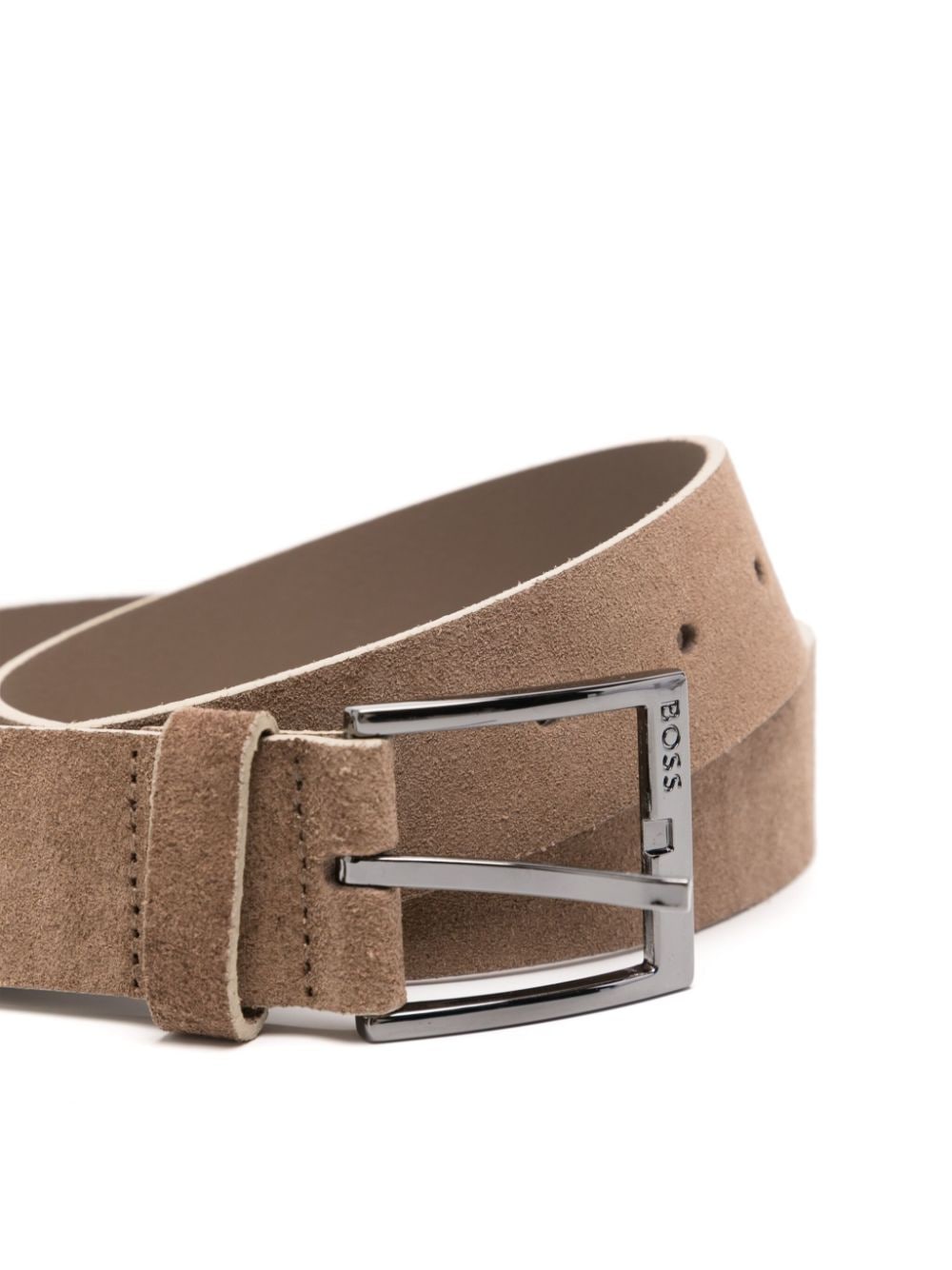 BOSS engraved-logo leather belt - Bruin