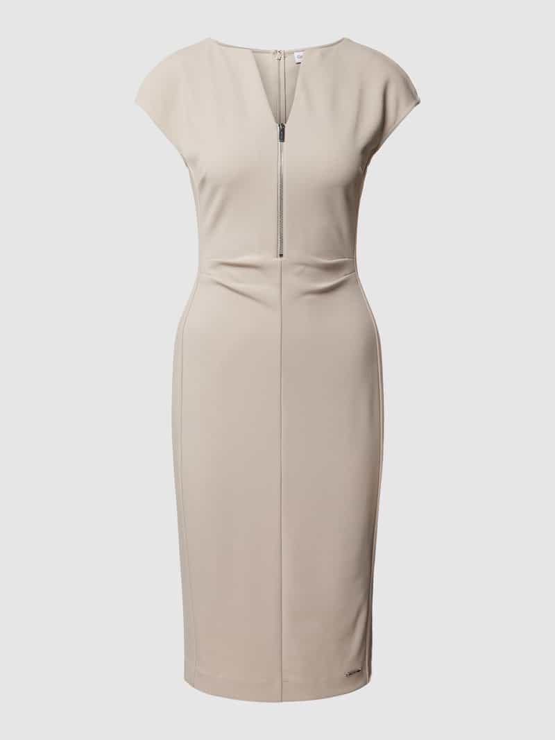 Calvin Klein Womenswear Knielange jurk met V-hals, model 'SCUBA CREPE'