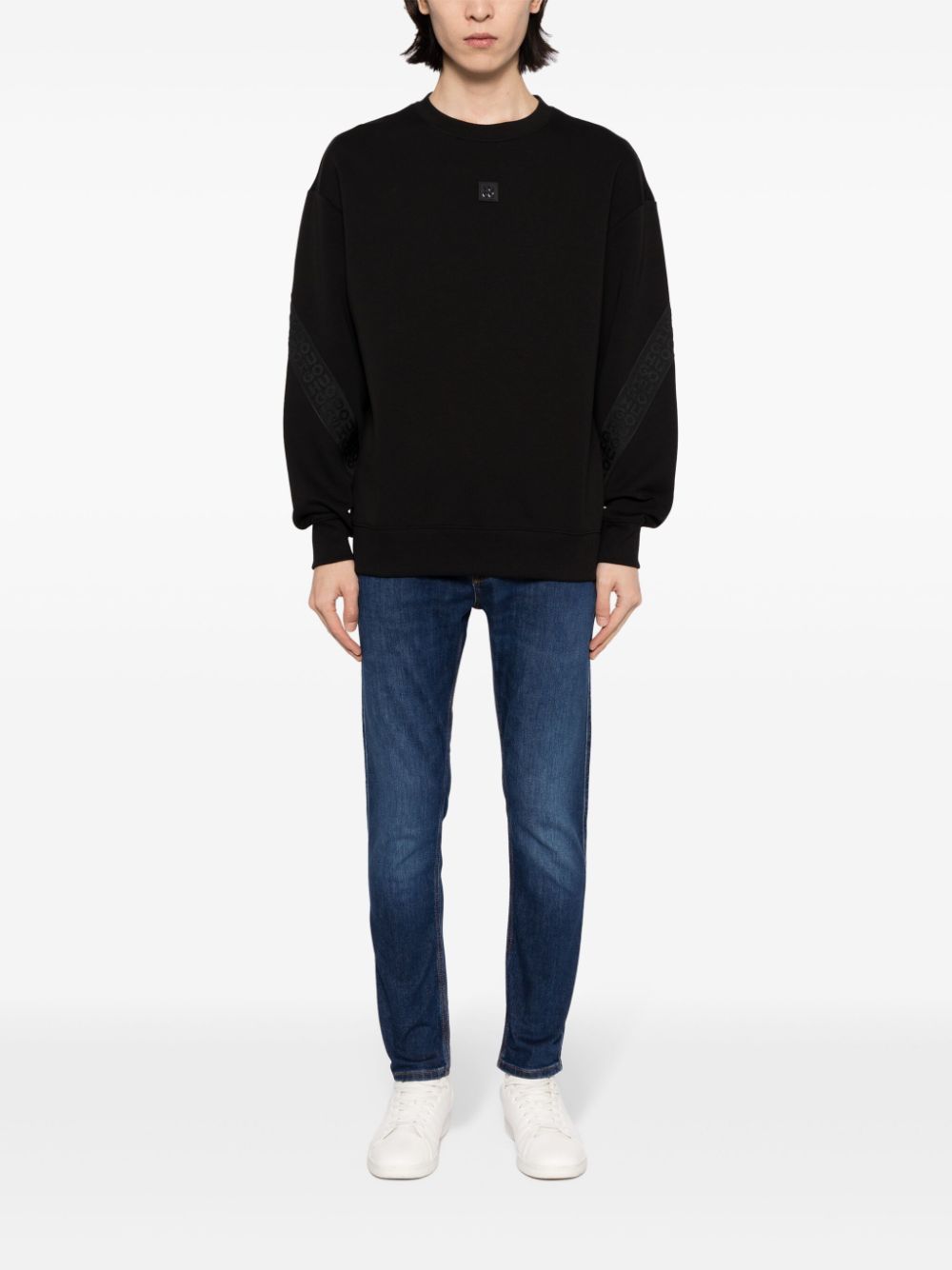 HUGO Sweater met logoband - Zwart