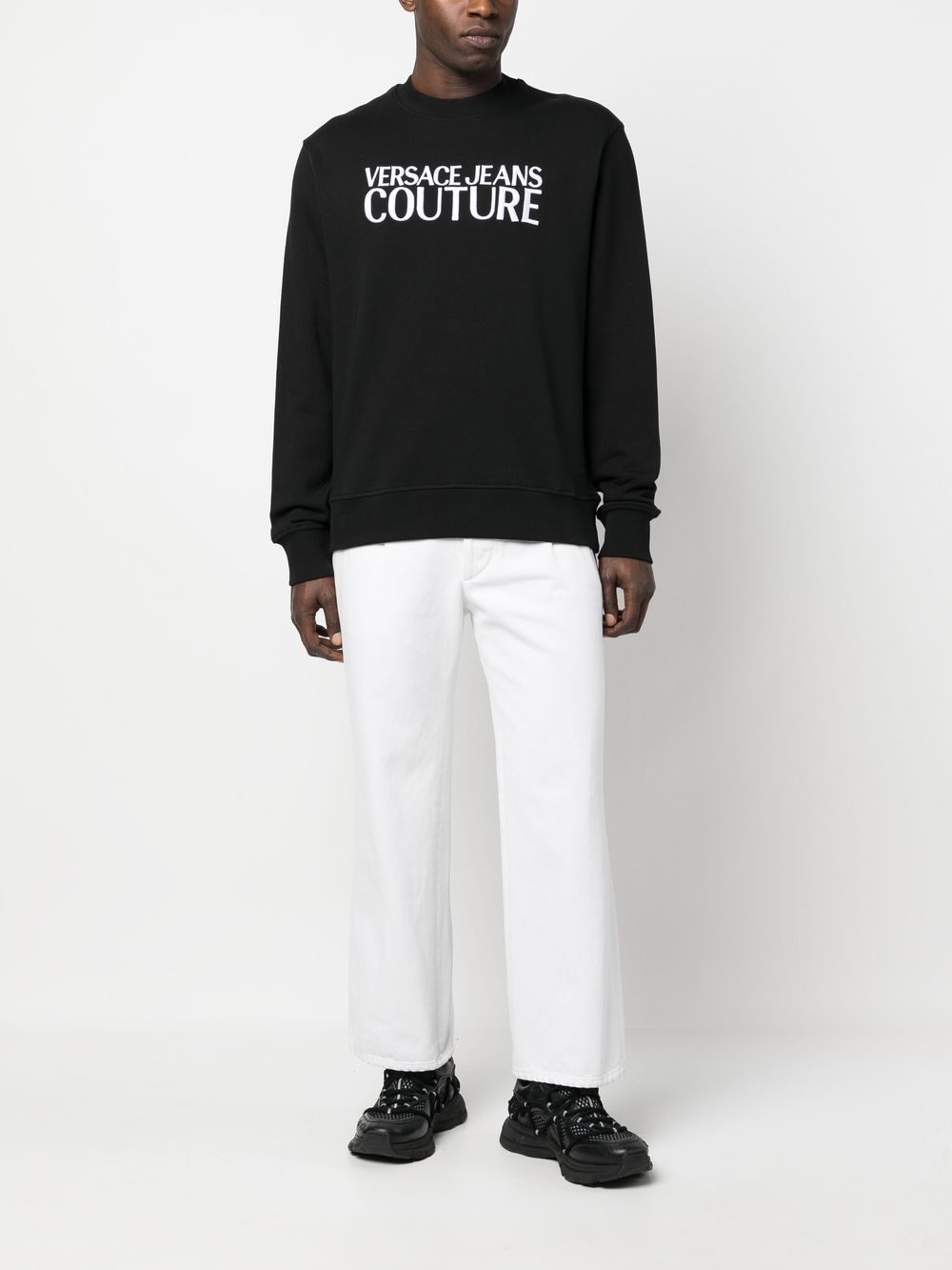 Versace Jeans Couture Sweater met logopatch - Zwart