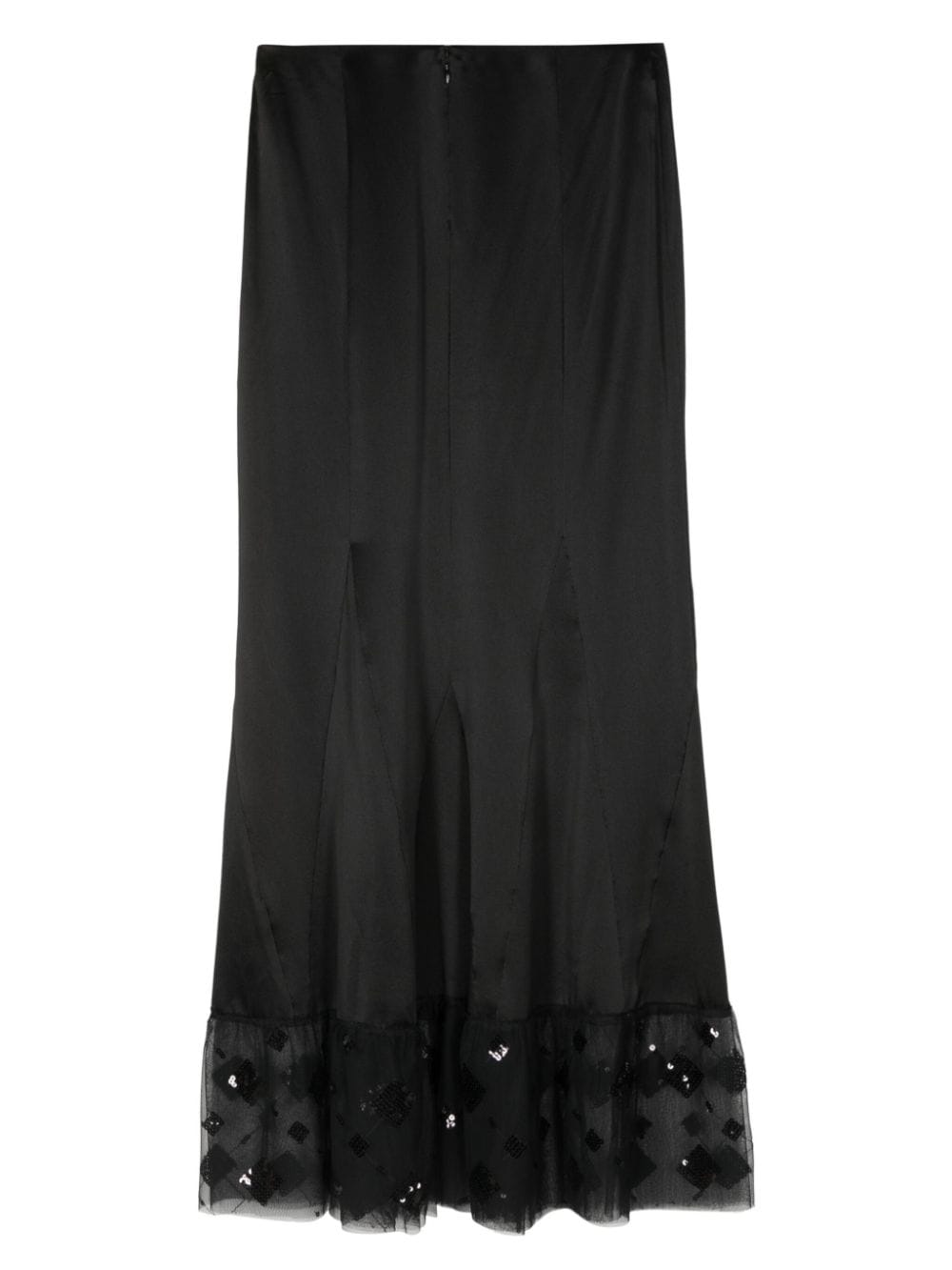 CHANEL Pre-Owned 2002 mesh-hem silk skirt - Zwart