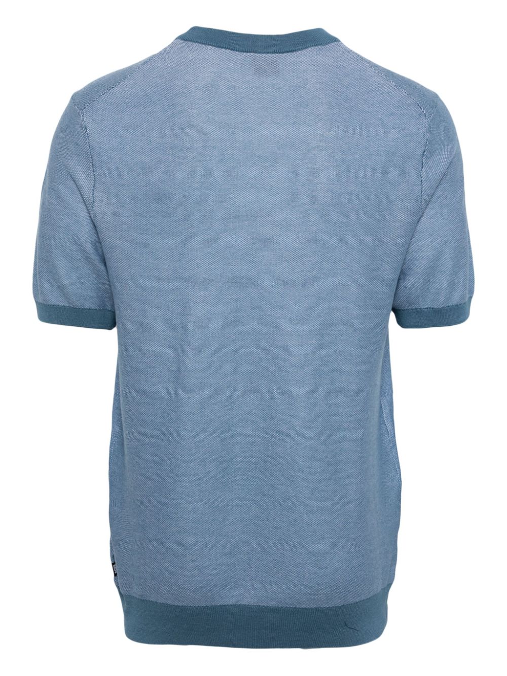 BOSS contrast-trim knitted T-shirt - Blauw