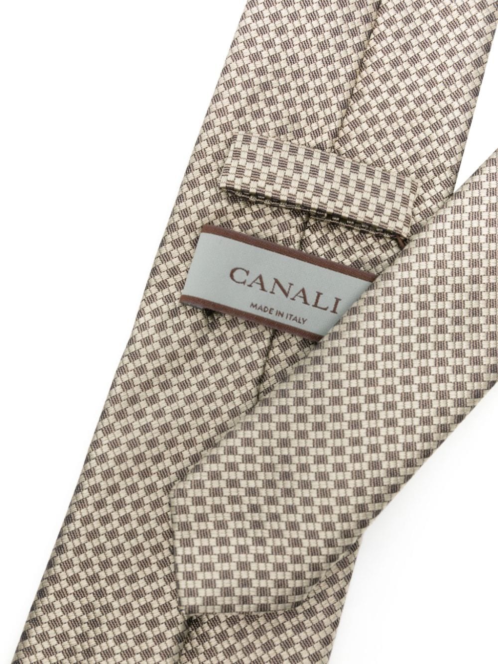 Canali pattern-jacquard silk tie - Beige
